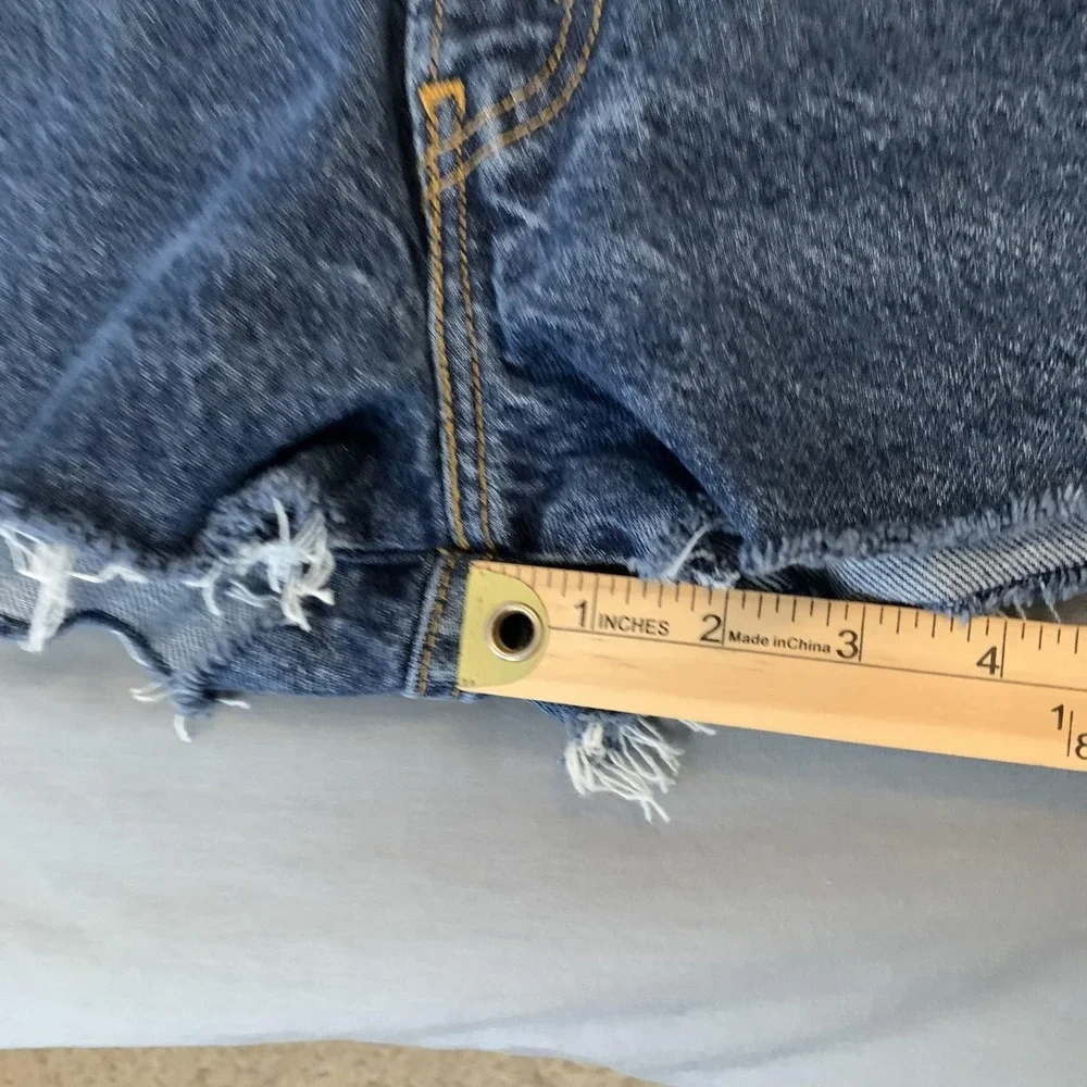 Levi's 517 Shorts Mens 32 Blue Dark Wash‎ Denim Cutoff Frayed Raw Hem Cheeky